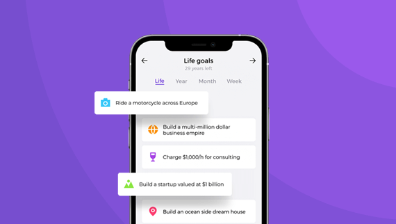 Lifetime Goals App UI/UX Design 